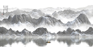 新中式水墨山水意境