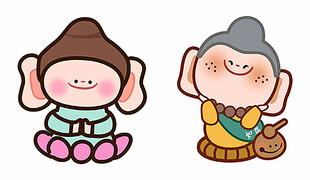 可爱卡通佛像菩萨矢量图