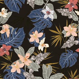 热带花卉植物图案背景