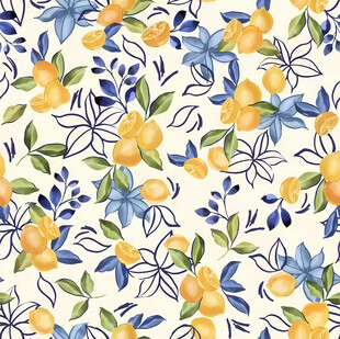 黄蓝花卉图案 清新又雅致