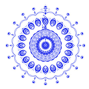 蓝白色曼陀罗花纹图案