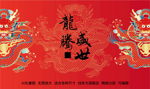 祥瑞正面龙纹霸气坐龙纹包装