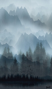 雾中山林景色
