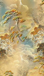 中式山水奇幻云海图景