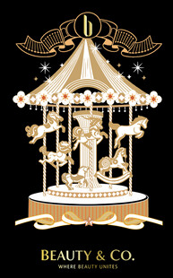 金色梦幻旋转木马装饰图案