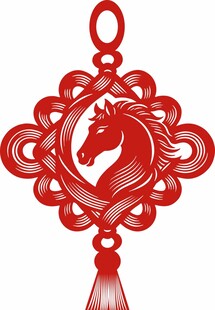 中国结红色马形挂饰