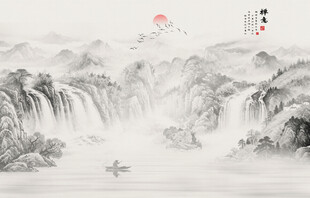 意境水墨山水画