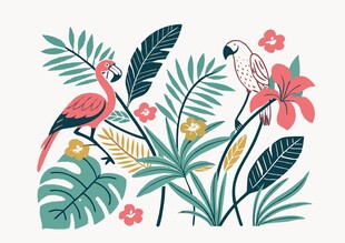 热带植物印花图案