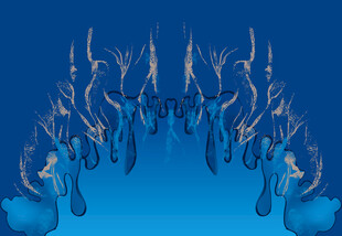 蓝色渐变滴落液体特效