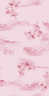 粉色水墨风桃花背景图