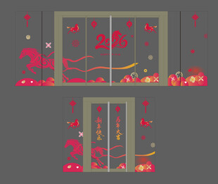 中式门窗花卉装饰图案