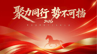 高端大气马年新年背景板视觉KV