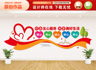 社区物业五心服务文化墙