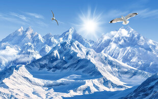 雪山山水风景背景墙