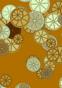 橙底多彩圆形图案背景