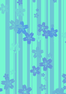 蓝花绿条纹清新背景图