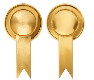 金色奖章配丝带 金属微标