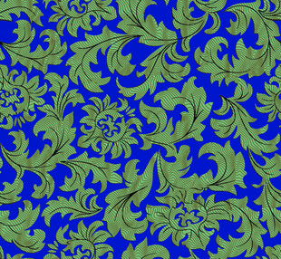 蓝绿交织的精美花纹图案