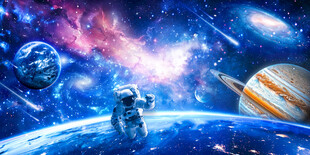 宇宙星空宇航员外太空星球背景墙