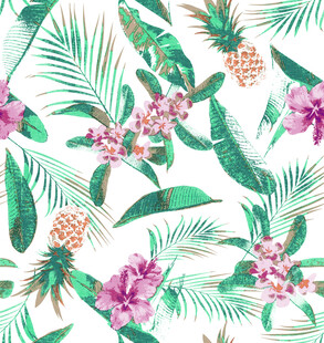 热带花卉绿植图案背景