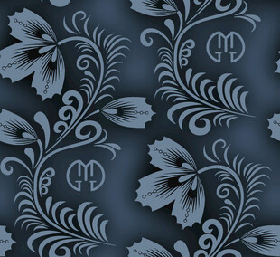 蓝色花卉藤蔓图案纹理