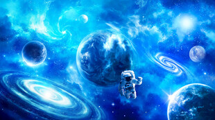 太空星球宇航员黑洞宇宙星空背景