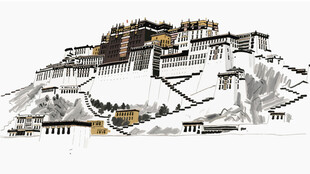 拉萨中国风插画