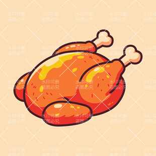 卡通烧鸡插画