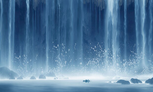 流水生财瀑布山水幕墙