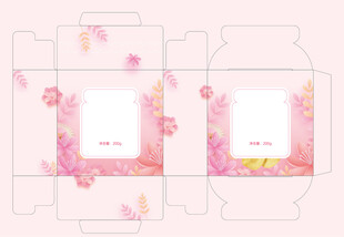 粉色花卉包装盒设计图