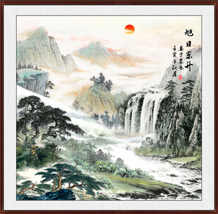 流水生财山水画壁画