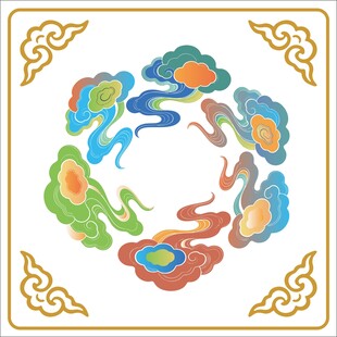 传统中式云纹环形图案