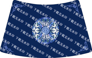 中式印花短裙