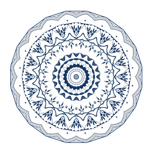 圆形青花瓷花卉纹样边框