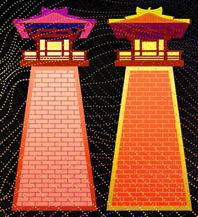 中式塔楼建筑矢量绘制图