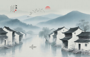 水墨江南水乡