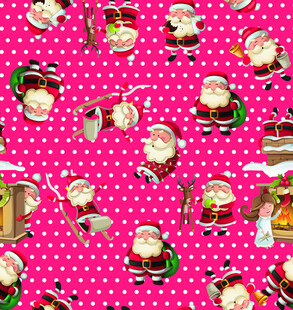 圣诞主题粉色波点圣诞老人图案
