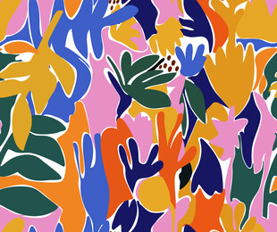 多彩热带植物抽象图案