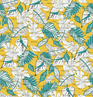 热带植物花卉无缝图案