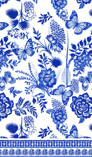 蓝白青花瓷风花卉图案