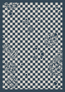 蓝白格纹复古风方巾图案