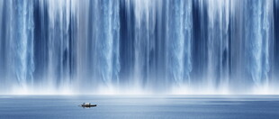 流水生财瀑布山水画