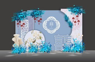 蓝白色系婚礼效果图