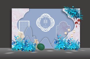 简约蓝色婚礼雾霾蓝浅蓝婚礼效果