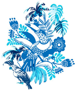 蓝调热带花鸟图案设计