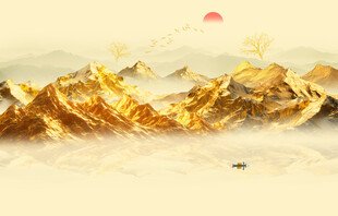 金色山水画