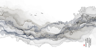 黑白抽象水墨画意境图