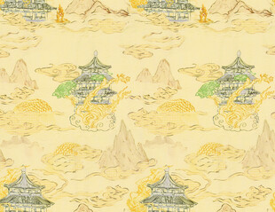 中式古典山水楼阁图案