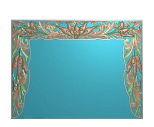 镂空洋花莲花佛龛挂落精雕图灰度