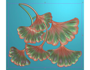 银杏叶树叶装饰挂件精雕图灰度图